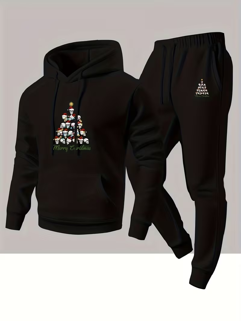 Winter Clothing Pants - ชุดแฟชั่นผู้ชายฤดูใบไม้ร่วง-ฤดูหนาว ชุดสองชิ้นพร้อมฮู้ด กางเกงกีฬา ลำลองสำหรับวิ่งในเมือง เสื้อผ้าลดราคาประจำวัน