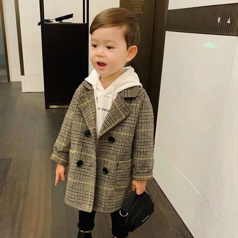 Winter Clothing For Toddlers - ตารางฤดูหนาวแจ็คเก็ตชายหญิงขนสัตว์ Double-breasted เด็กทารก Trench Coat Lapel