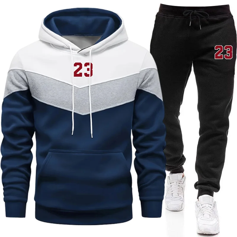 Winter Clothing Pants - ชุดวอร์มใหม่สำหรับผู้ชาย เสื้อฮู้ดลำลองสำหรับฤดูใบไม้ร่วงและฤดูหนาว ชุดออกกำลังกายคุณภาพดี เสื้อฮู้ดและกางเกงแบบมิกซ์แอนด์แมทช์