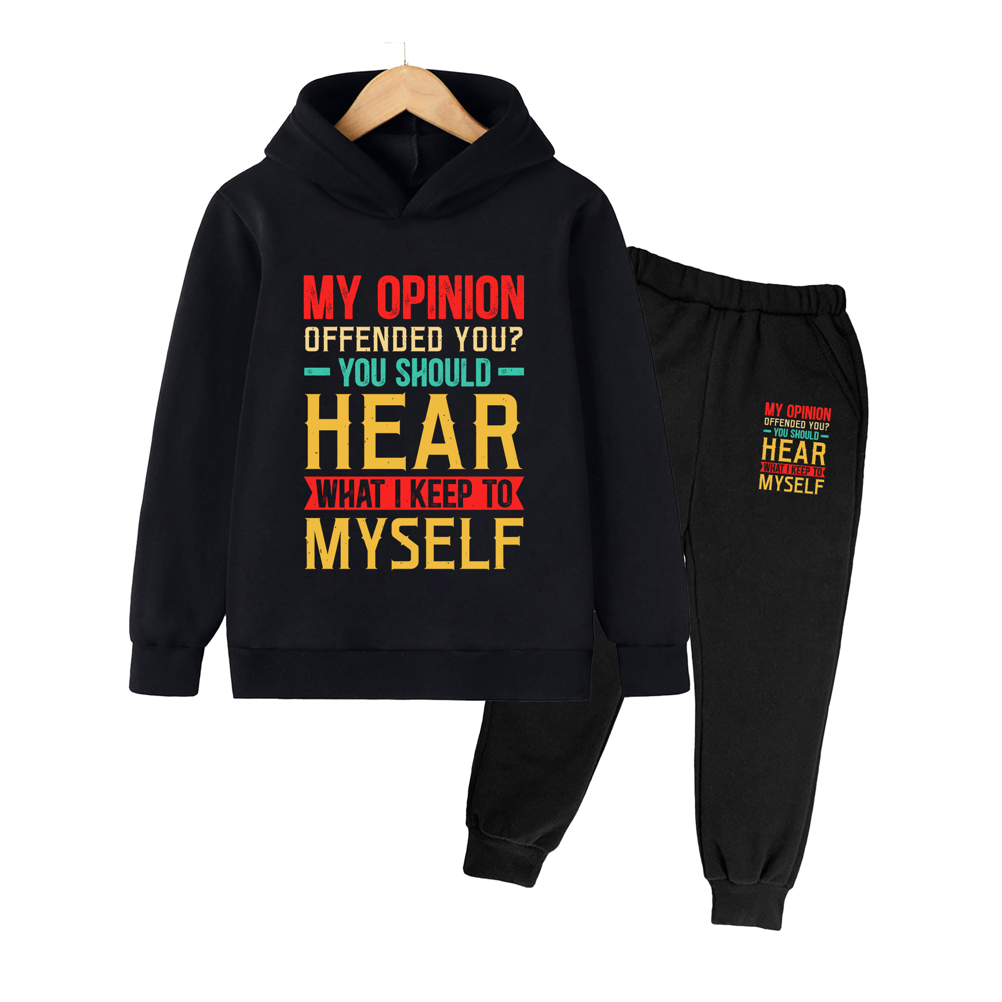 Winter Clothing Quotes - ชุดเสื้อฮู้ดและกางเกงวอร์มสำหรับเด็ก, ลายพิมพ์คำพูดเสียดสี, ชุดลำลองสำหรับเด็กชายและเด็กหญิงใส่ในชีวิตประจำวัน