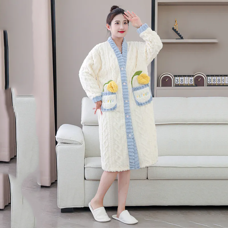 Winter Clothing Affordable - Nightgown ฤดูหนาวเสื้อผ้าผู้หญิงหนาเบาะบ้านหลวม COZY Simple ราคาไม่แพง Soft