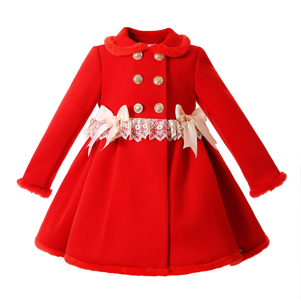 Winter Clothing For Toddlers - เสื้อแจ็คเก็ตเด็กผู้หญิงสีแดงสำหรับฤดูหนาว ลายโบว์น่ารัก สำหรับเด็กอายุ 2 3 4