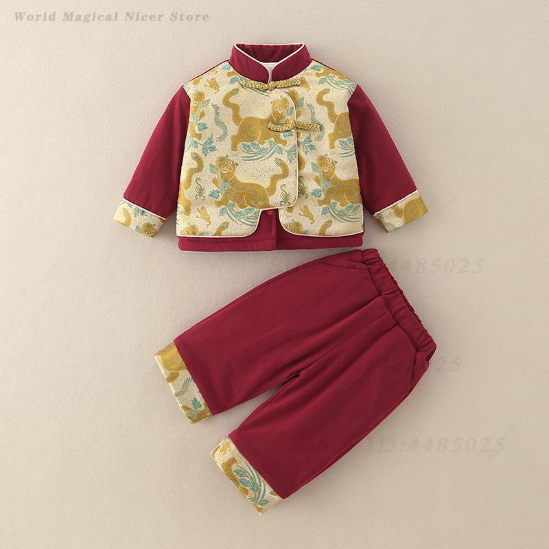 Winter Clothing Baby - ฤดูใบไม้ร่วงฤดูหนาวชุดหนาเด็กชุดจีนแบบดั้งเดิมฮันฟูแขนยาวชุดตะวันออกเสื้อผ้าเด็กปีใหม่