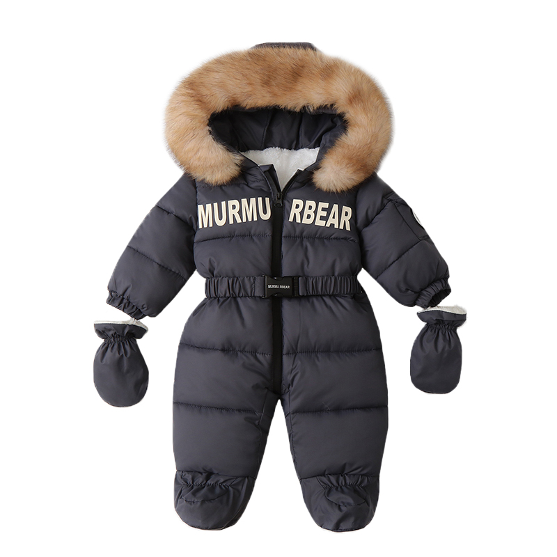 Winter Clothing Baby - จั๊มสูททารกแรกเกิดฤดูหนาวเสื้อผ้าเด็กแบบหนาผ้ากำมะหยี่อบอุ่่นพร้อมถุงมือเสื้อผ้ากันหนาวสำหรับเด็กทารก