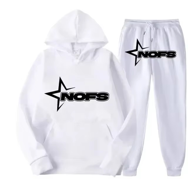 Winter Clothing Pants - ชุดสตรีทแวร์ผู้ชายปี 2026 เสื้อฮู้ดแขนยาวพิมพ์ลายตัวอักษร NOFS พร้อมกางเกงจ็อกเกอร์ ชุดกีฬา
