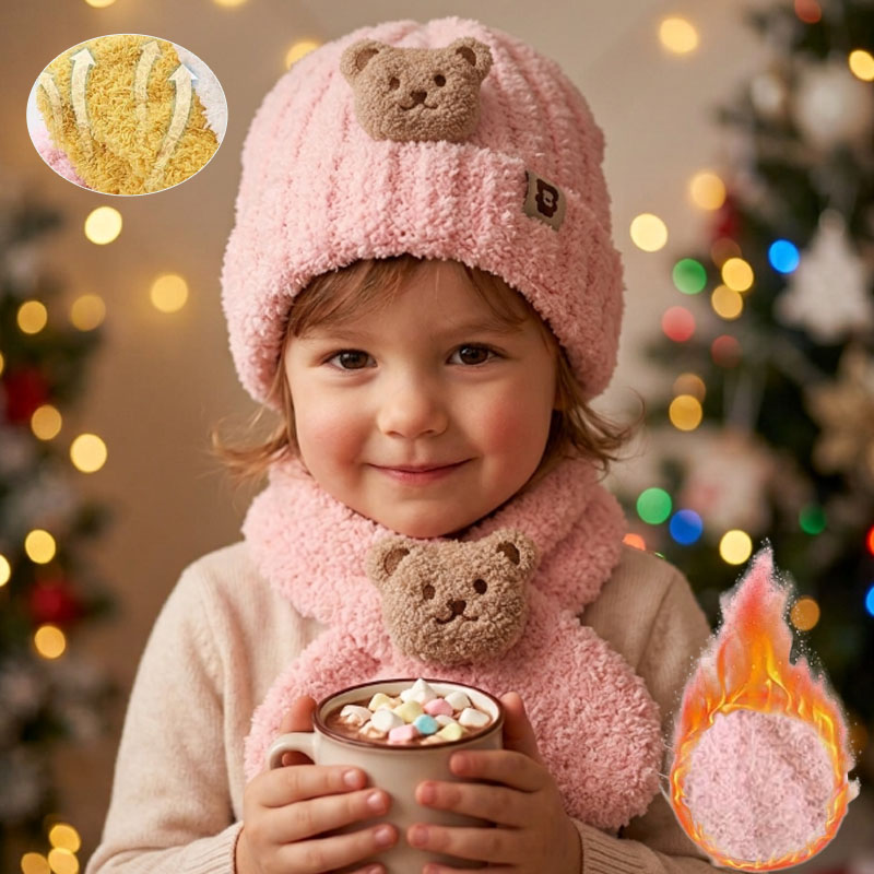 Winter Clothing Baby - 1-10 ชิ้น ชุดหมวกและผ้าพันคอเด็กสำหรับเด็กหญิงเด็กชาย ชุดกันหนาวฤดูหนาว ลายการ์ตูนหมี เสื้อผ้ากันหนาวสำหรับเด็ก