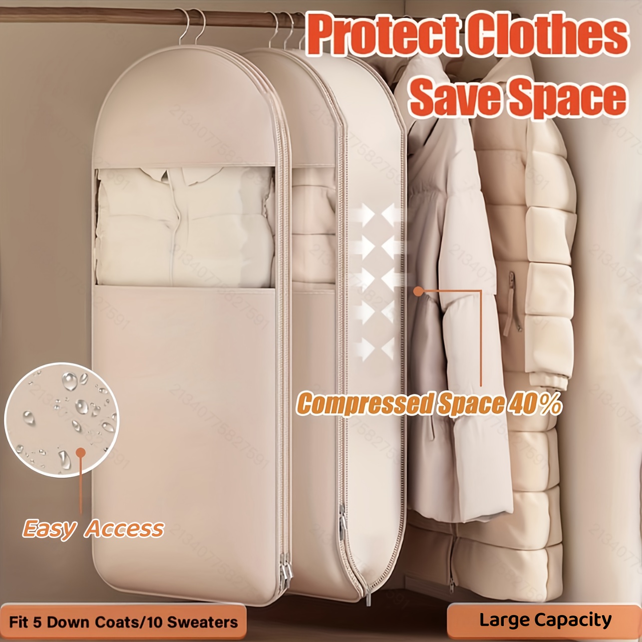 ถุงแขวนแบบบีบอัดสีเบจ ประหยัดพ - Winter Clothing Organizer บทวิจารณ์และราคา