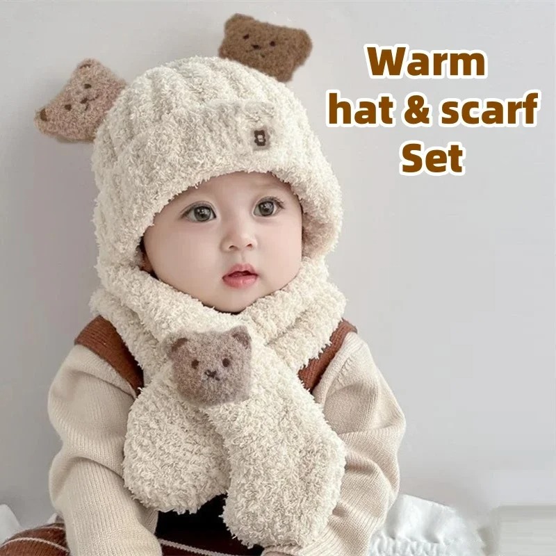 1-10 ชิ้น ชุดหมวกและผ้าพันคอเด - Winter Clothing Baby บทวิจารณ์และราคา